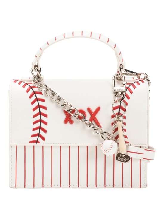 Betsey Johnson Handbags - Betsey Johnson White & Red Baseball-Accent Crossbody Top-Handle Bag